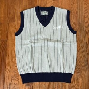 Bogey Boys V-Neck Pinestripe‎ Sweater Vest Grey navy size M NWT golf